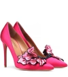 AQUAZZURA POISON EMBELLISHED SATIN PUMPS,P00334395