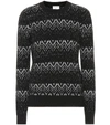 Saint Laurent Metallic Jacquard-knit Wool-blend Sweater In Black