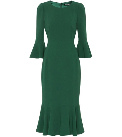 Dolce & Gabbana Fluted Sleeve Midi Dress In Green