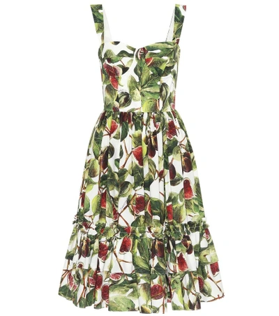 Dolce & Gabbana Fig-print Cotton Bustier Dress In White