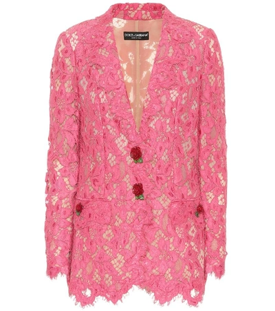 Dolce & Gabbana Floral Lace Blazer In Pink