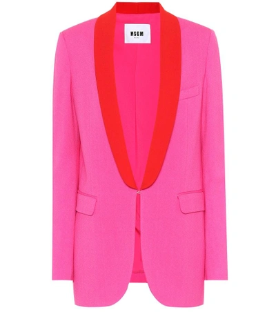 Msgm Shawl-collar Hook-front Blazer In Pink
