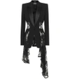 ALEXANDER MCQUEEN LACE TRIM WOOL AND SILK-BLEND JACKET,P00334778