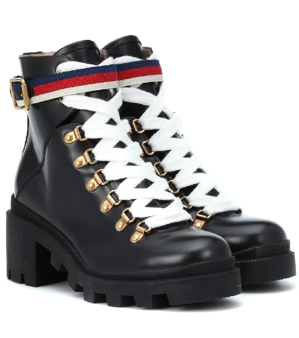 gucci leather combat boots
