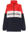 Balenciaga Oversized Color-block Printed Shell Jacket In Black/red/white