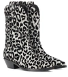 Dolce & Gabbana 40mm Leopard Flocked Lurex Cowboy Boots In Silver