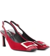 ROGER VIVIER TROMPETTE SUEDE SLINGBACK PUMPS,P00339573