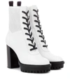 Gianvito Rossi Leather Stretch Platform Combat Booties In White