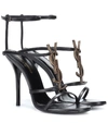 SAINT LAURENT CASSANDRA 110 LEATHER SANDALS,P00334964