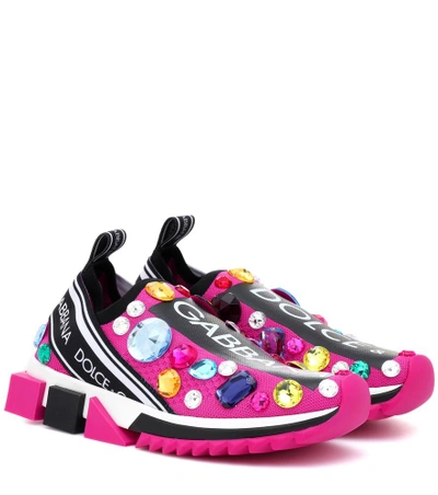 Dolce & Gabbana Sorrento Embellished Sneakers In Fuchsia