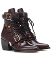 Chloé Rylee Cutout Snake-effect Leather Ankle Boots In Purple