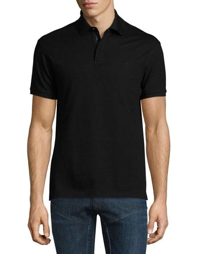 Ralph Lauren Snap/zip Pique Polo Shirt, Black