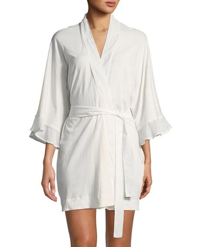 Skin Blake Voile-trimmed Pima Cotton Dressing Gown In Ivory