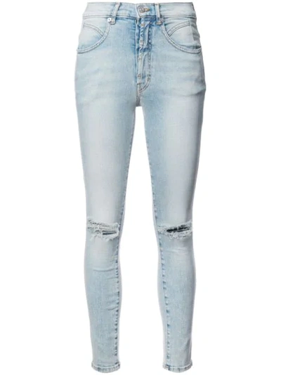 Adaptation Ripped Seamed Skinny Jeans In Blue