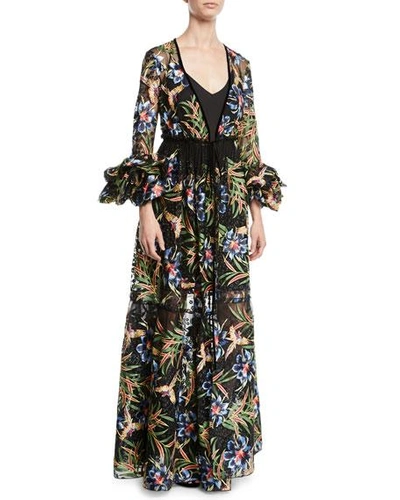 Diane Von Furstenberg Velvet-trimmed Embroidered Tulle And Satin Maxi Dress In Quincy Pearson