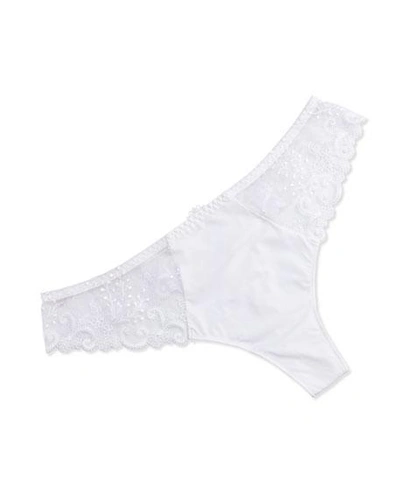 Simone Perele Delice Lace Mesh Thong In Blush