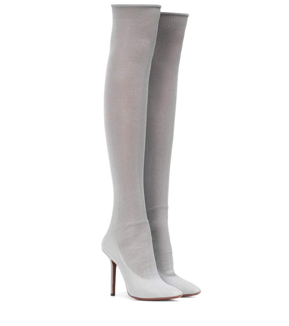 light grey knee high boots