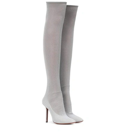 Vetements Ribbed-knit Over-the-knee Sock Boots In Grey
