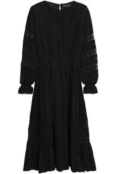 Antik Batik Woman Lace-trimmed Cotton Midi Dress Black