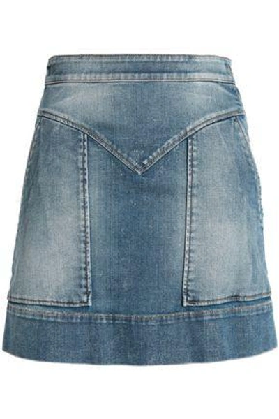Just Cavalli Woman Faded Denim Mini Skirt Mid Denim