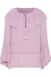 REBECCA MINKOFF RUFFLED CHIFFON TOP,3074457345618990856