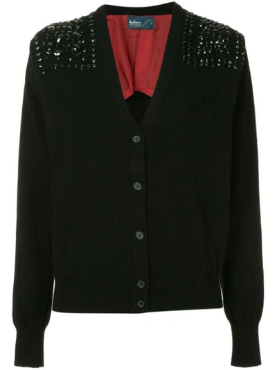 Kolor Embellished Knitted Cardigan In Black