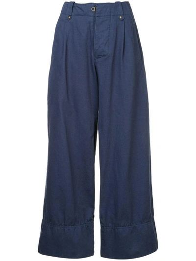 Kolor Cropped Palazzo Trousers In Blue