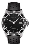 TISSOT V8 SWISSMATIC PERFORATED LEATHER STRAP WATCH, 42MM,T1064071605100