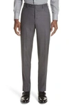 CANALI FLAT FRONT SOLID WOOL TROUSERS,AA01631111740521