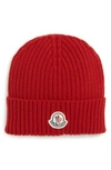 MONCLER BERRETTO RIB CASHMERE BEANIE - RED,D2091002290004635