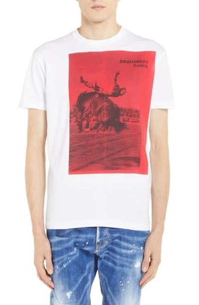 Dsquared2 Rodeo Dance Print Cotton Jersey T-shirt In White