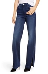 Mother The Hustler Sidewinder High Waist Slit Hem Bootcut Jeans In Tongue And Chic