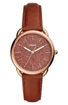 FOSSIL TAILOR GLITTER DIAL LEATHER STRAP WATCH, 35MM,ES4420