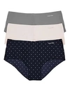 Calvin Klein Invisibles Hipsters, Set Of 3 In Pink/dots/gray