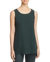 Lafayette 148 Ruthie Sleeveless High-low Hem Silk Blouse In Spruce