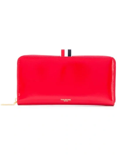 Thom Browne Half-zip Around Wallet In Red