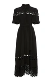 LELA ROSE LACE INSET FLUTTER SLEEVE SHIRT DRESS,S189114