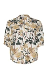CHRISTINE ALCALAY COLLARED FLORAL SHORT SLEEVE TOP,B114PRT