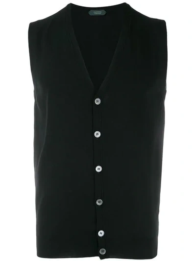 Zanone Knitted Waistcoat In Z3017 Black