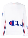 CHAMPION CHAMPION EMBROIDERED LOGO SWEATSHIRT - WHITE