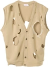 CHARLES JEFFREY LOVERBOY CHARLES JEFFREY LOVERBOY DISTRESSED BUTTONED VEST - BROWN