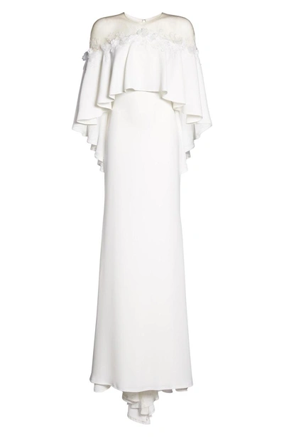 Tadashi Shoji Off The Shoulder Popover Gown In Ivory