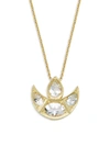 AMRAPALI CHANDRIMA 18K YELLOW GOLD & WHITE TOPAZ CRESCENT PENDANT NECKLACE,0400099210104