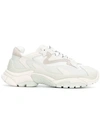 Ash Atomic White Leather And Fabric Sneakers In Off-white / White