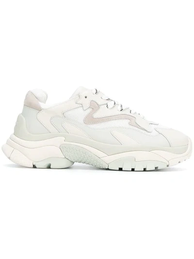 Ash Atomic White Leather And Fabric Trainers In Off-white / White