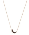 ANDREA FOHRMAN ROSE GOLD BLACK DIAMOND MINI CRESCENT MOON NECKLACE,5057409935803