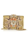 GEDEBE CLIKY ROCCIA GOLD PYTHON CLUTCH W/CRYSTALS AND CHAIN STRAP,10675558