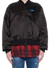 Marcelo Burlon County Of Milan Black Polyamide 'cupido' Tartan Bomber Jacket In Black
