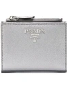Prada Compact Wallet - Grey In Grey