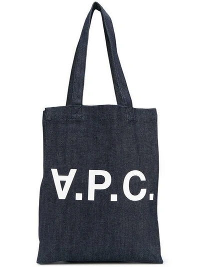 Apc Logo Print Shopper Tote In Blue